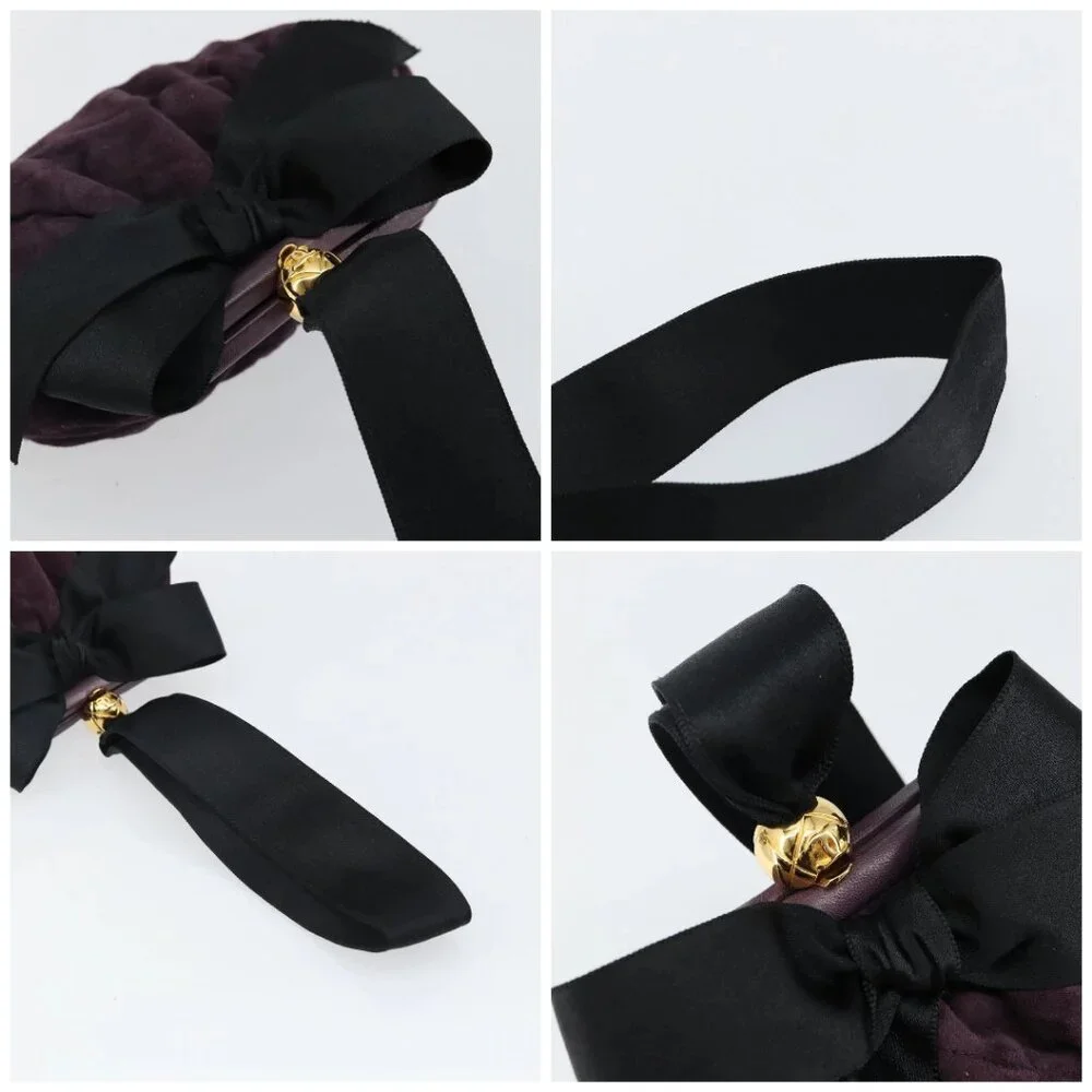 CHANEL Hand Bag Suede Purple Gold CC Auth 139044V - Picture 16 of 16